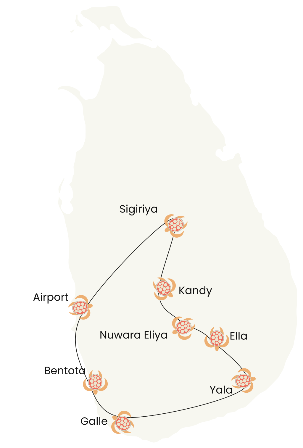Amazing Sri Lanka Tour Route Map